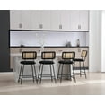 thumbnail image 3 of Dayalane 26" Rattan Bar Stools Set of 4, Modern Sherpa Counter Height Barstools with Cane Back and Metal Legs, Armless Kitchen Island Chairs for Bar Kitchen Restaurant Bistro, Black, 3 of 8