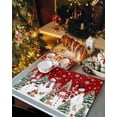 thumbnail image 2 of Christmas Snowman Placemats Set of 2 Cute Snowman Xmas Trees Snowflakes Red Heat Insulation Washable Place Mats, Rustic Non-Slip Table Mats for Dining Table Party Kitchen Decor,13x19 Inch, 2 of 4
