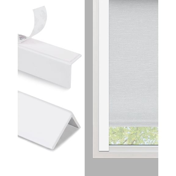 Light Blocking Strips for Window Shades and Blinds, Self-Adhesive PVC Side Tracks Block Light Leakage Along Edges of Blackout Blinds (White, 19.7", 8Pcs)