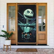 The Nightmare Before Christmas Jack Skellington Door Cover Decorated Banner Tapestry Home Decoration Holiday Party Supplies Door Banner Porch Sign Banner 72.8 x 35.4 Inch