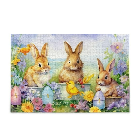 Happy Easter Bunny Rabbit Jigsaw Puzzles 1000 Pieces Toy Games Educational Gift Home Decor for Adults Kids S0400662