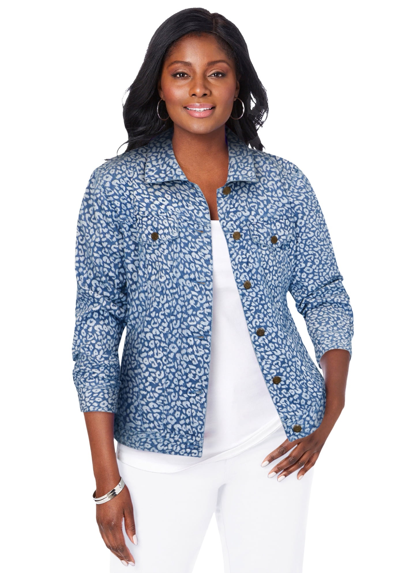 Jessica London Women's Plus Size Classic Cotton Denim Jacket Walmart.com