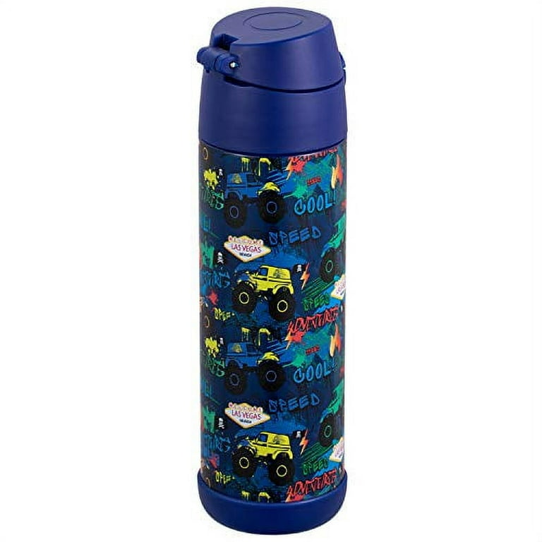 Snug Kids Water Bottle Insulated Stainless Steel Thermos w/ Straw (Girls/Boys) Cars, 17oz