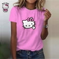 thumbnail image 3 of Camiseta de mujer para niña, camiseta informal con estampado de dibujos animados de Hello Kitty Kawaii, ropa informal cómoda para mujer, top negro, 3 of 5