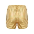 thumbnail image 4 of Mufeng Men's Booty Shorts Metallic Shiny Sparkly Hot Short Pants Rave Y2k Clubwear with Pockets Gold L, 4 of 6