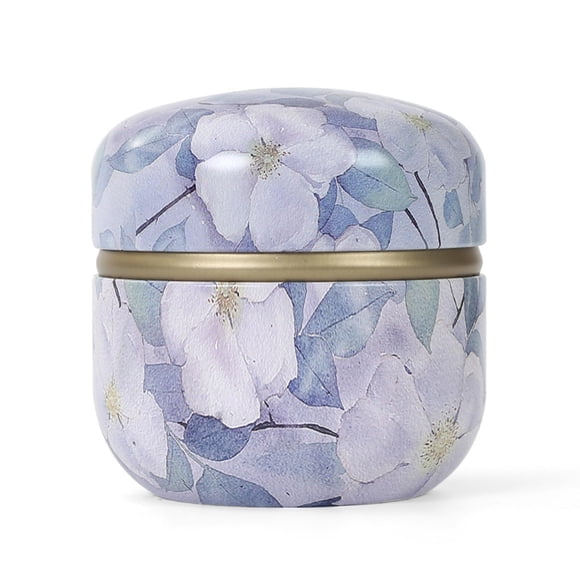 SHIMIDO Body Powder Puff and Container 3.15 "" Contenedor de polvo corporal vacío portátil para bebés y mujeres, caja de polvo suelto con tapas para baño, viajes y uso doméstico (flores moradas)
