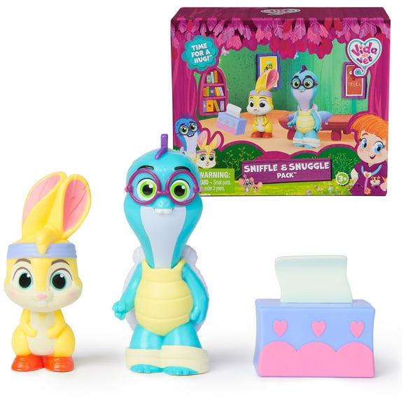 Vida The Vet Sniffle & Snuggle Pack avec Zig Zag & Tidbit Figurines d'Action & Boîte à Mouchoirs Accessoires Jouets pour Enfants Filles & Garçons 3 Ans et Plus