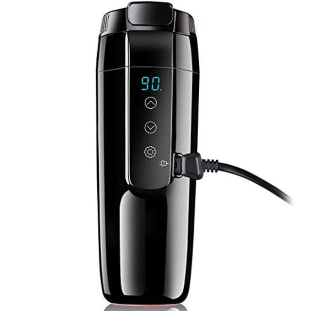 Taza calefactora de acero inoxidable para viaje en coche, taza portátil de viaje para café, taza calefactora para café, té, 400ml, 12V