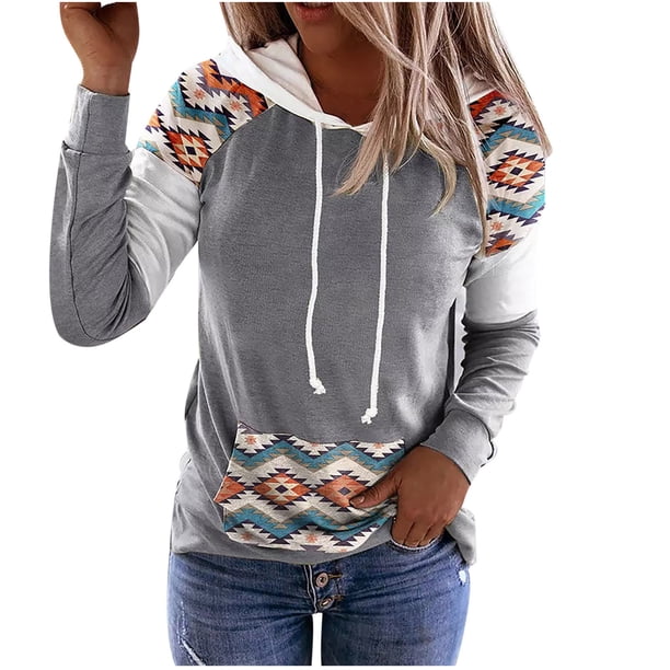 Puntoco moda mujer manga larga otoño camiseta impresión bolsillos con capucha blusa tops Puntoco Puntoco-4171