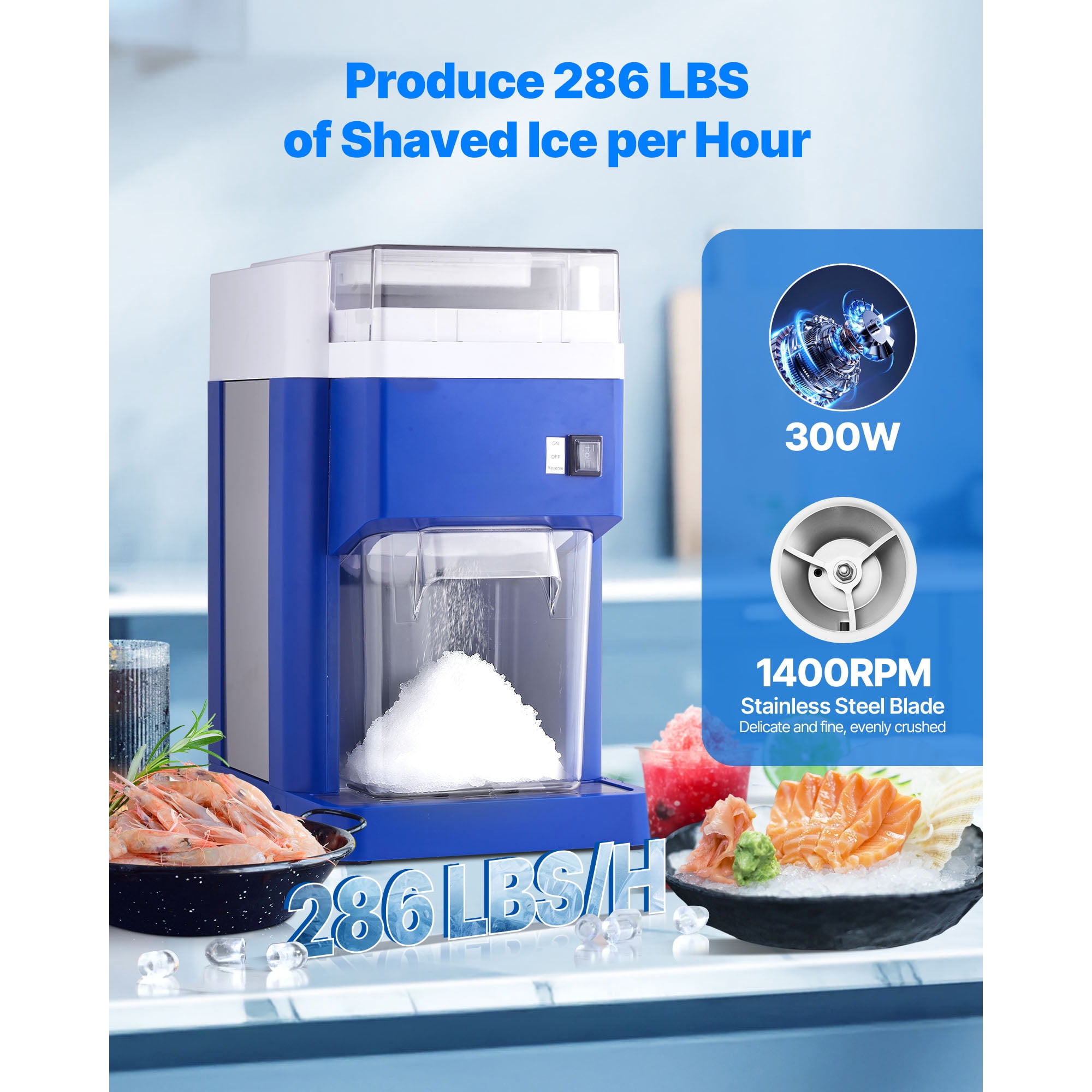 KFFKFF Commercial Ice Shaver Machine, 1.91QT / 1.8L Electric Snow Cone Maker, Fine & Fluffy Ice with 300W Motor, Stainless Steel Blades, Shaved Ice Machine for Home, Parties, Restaurants