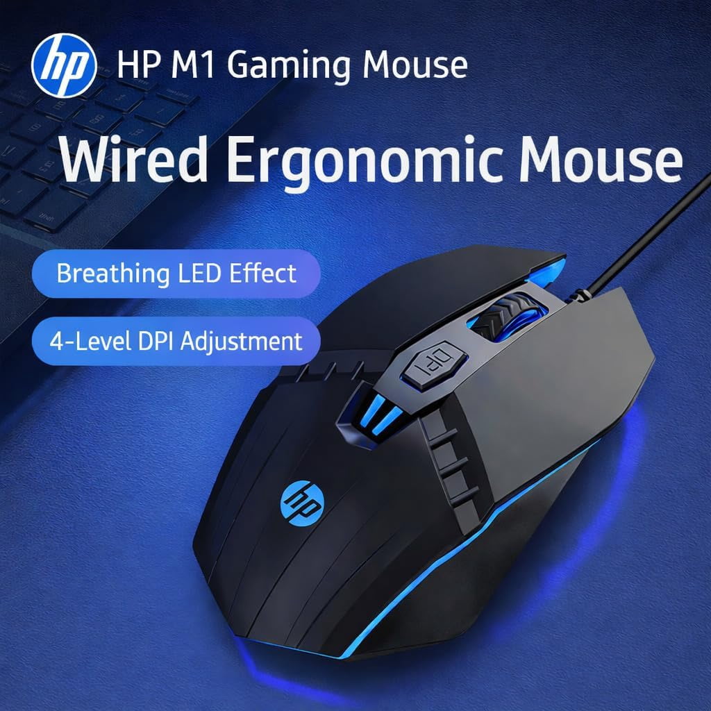 HP GK400F Wired Mechanical Gaming Keyboard & Mouse Combo – 104-Key Brown Switches, Blue Backlit, USB Wired, Full Size, Compatible with Desktop & Laptop, Black Pink