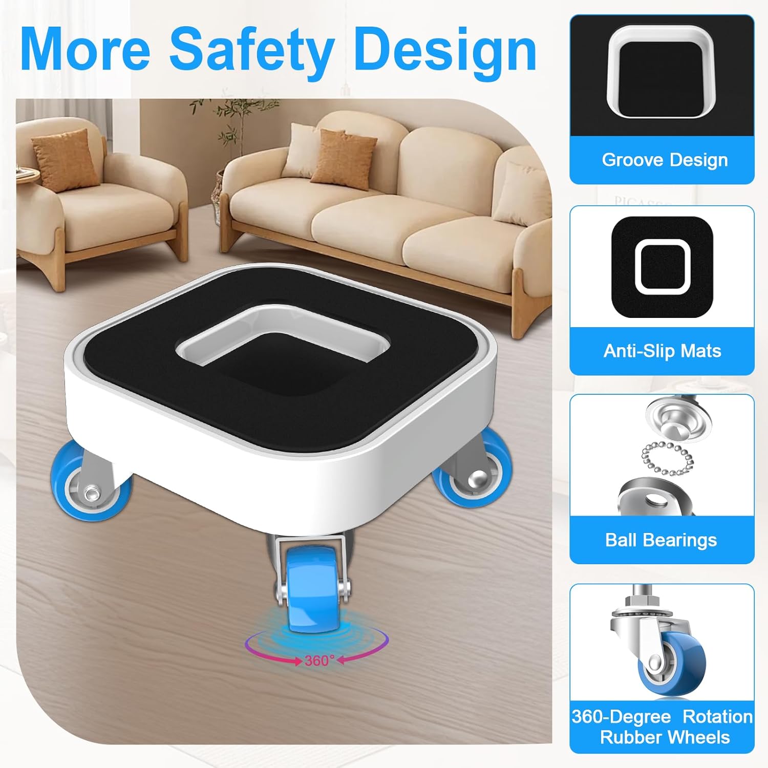 New Upgrade Furniture Sliders, Furniture Movers with Wheels, Furniture Lift Mover Tool Set with 360 °   Rotatable Wheels, Furniture Dolly for Moving Heavy Duty Sofa, Bed, Load Capacity Up to 750lb