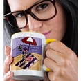 thumbnail image 2 of 3drose, Funny Pink Flamingo at the Beach Art, 15oz Two-tone Yellow Mug, 2 of 6