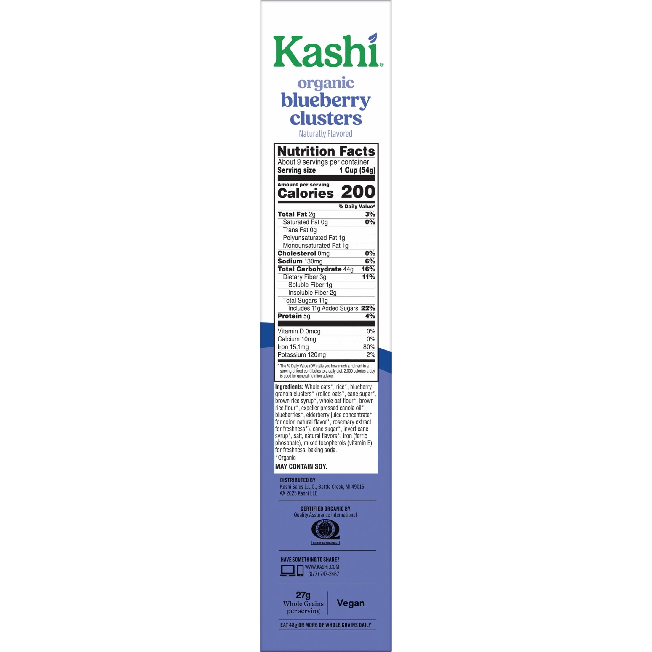 Kashi Blueberry Clusters Breakfast Cereal Box, 17.2 oz