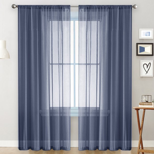 Xiao Hua Cortinas ligeras - Cortinas azules de 132*213 cm, 1 pieza, poliéster con bolsillo para barra. Cortinas ligeras para dormitorio y decoración del hogar.