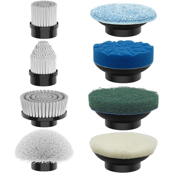 Replaceable Brush Heads Electric Spin Scrubber,4 Pack Brush Heads & 4 pcs Extra Brushes Kit, Cordless Spin Scrubber Power Cleaning Brush for Bathroom Floor