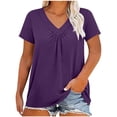 thumbnail image 2 of Favoffer Womens Plus Size Blouses V Neck Short Sleeve Ruffle Solid Color Casual Tops Soft Shirts for Office Dating Weekend Outdoor, 2 of 5