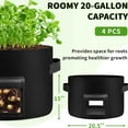 thumbnail image 3 of 4 Pack 20 Gallon Grow Bags Heavy Dduty Nonwoven Potato Grow Bag with 2 Sturdy Handles&2 Windows,Thickened Plant Grow Bag for Potato,Tomato,Flowers,Vegetable Plants, 3 of 7