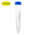 thumbnail image 1 of Uxcell Tubos de centrifugación cónicos de plástico de 10ml con tapa de rosca azul, paquete de 10, 1 of 5