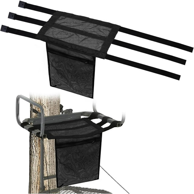 Universal Tree Stand Seat Replacement with Pocket, 16 X 12Inch Lightweight Replacement Treestand Seat with Adjustable Strap Hunting Accessories Fits All Ladder Stand, Works On Climbing Treestands
