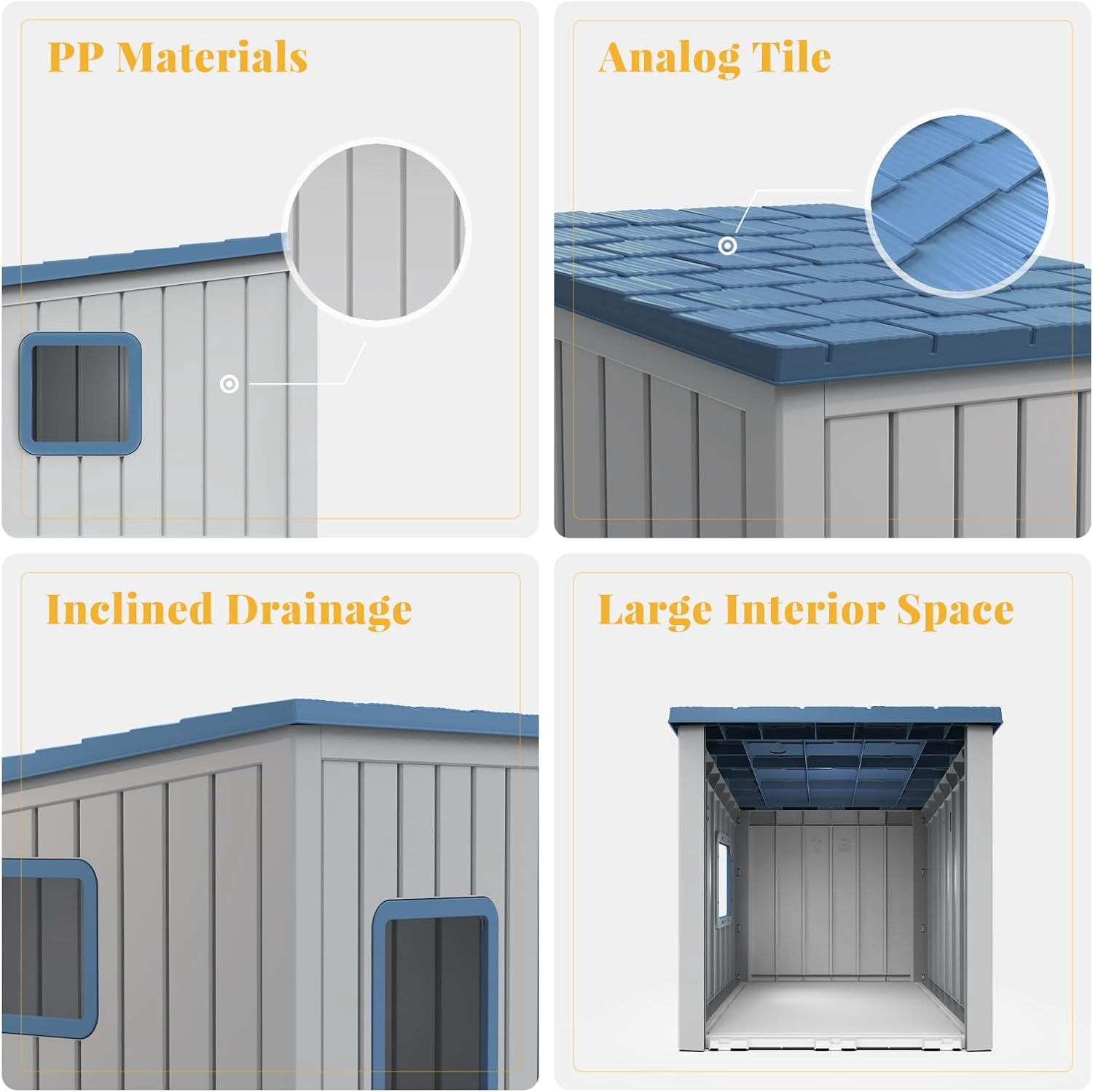 Outdoor Waterproof Cat House, PP Material, Insulated Cat Shelter for All Seasons, Easy to Assemble, Includes Vents, Suitable for Cats and Small Dogs