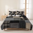 thumbnail image 3 of Quilts Full Size Bedding Set, Gray Gingham Lightweight Quilted Comforter, Abstract Buffalo Plaid Solid Color Patchwork Soft Reversible Bedspread Coverlet with Pillow Covers for All Season, 78" x 90", 3 of 9