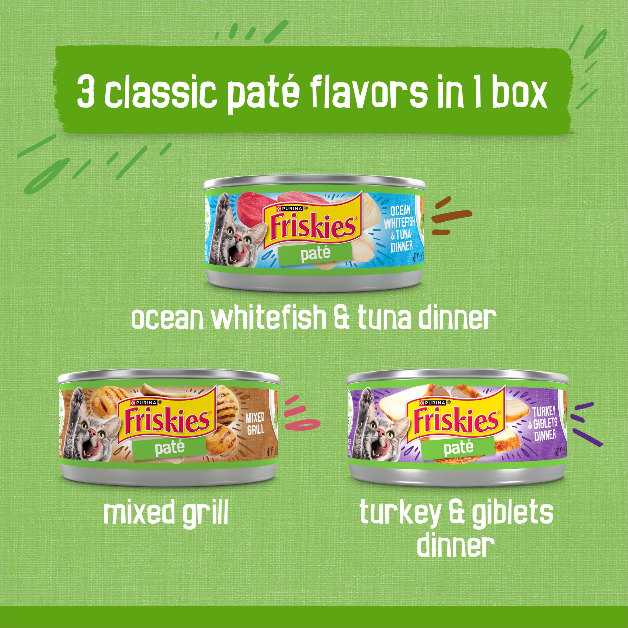 (6 pack) Purina Friskies Classic Pate Variety Pack Wet Cat Food, 5.5 oz Cans, 24 Pack