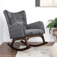 thumbnail image 3 of Alistair Solid Wood Rocking Chair with Stain Resistant Fabric in Brown and Dark Gray, 36x26x36.5 inches for Living Room, Nursery, Bedroom, 3 of 5