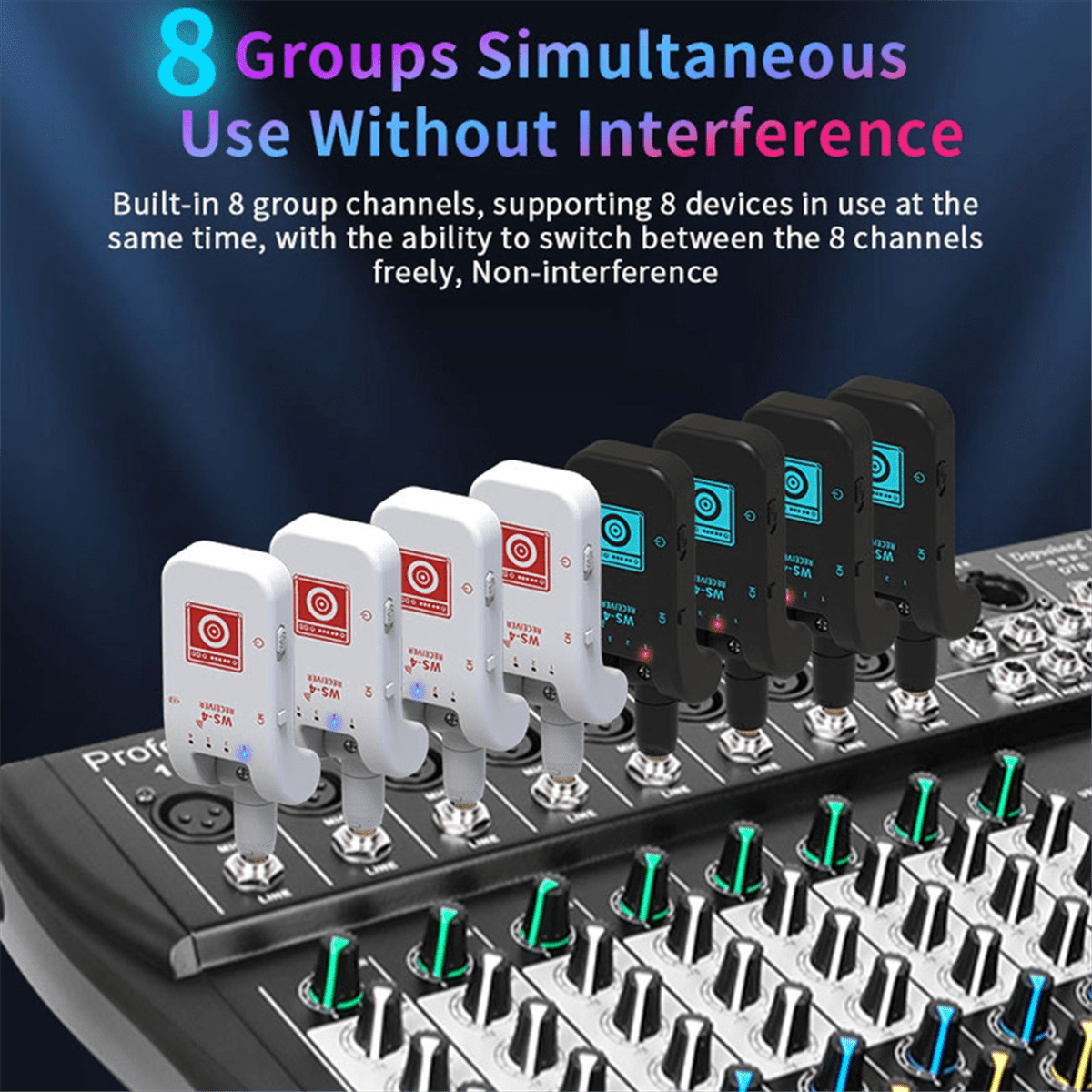 New 2.4G Guitar Wireless Transceiver Electric Blowpipe Audio Transmission Transceiver 8 Channels Duration 10 Hours A,1 * receiver 1 * transmitter 1 * data cable,Black
