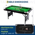 thumbnail image 2 of Aukfa 70" Folding Pool Table Portable Billiards Table, No Assembly, Includes Full Set of Balls, 2 Cue Sticks, Chalk and Felt Brush, 2 of 9