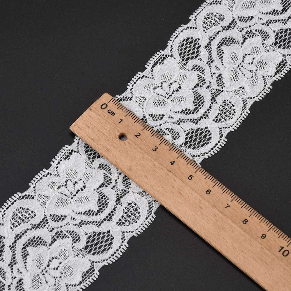 Lace Trim Nylon Stretch Ribbon for Jewelry Making White 2 inch(52mm) about 100yards/roll(91.44m/roll)