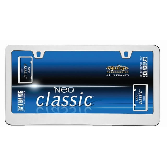 Cruiser License Plate Frame 15330 Neo Classic; Without Design; Chrome; Die Cast Zinc