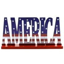 LAMIRO Patriotic Table Wooden Sign Memorial Day Table Decor Wooden Table Centerpieces Sign Independence Day Table Topper Party Desk Home Decor America