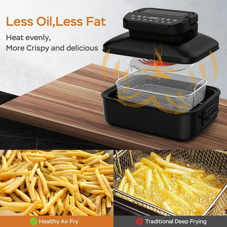 Geek Chef Air Fryer Lid & Electric Indoor Grill Combo, 7-in-1 Air Fryer  Oven, Countertop Grill & Griddle, whit Grill, Broil, Roast, Bake, Crisp