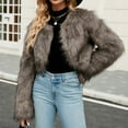 thumbnail image 2 of BiZtdJrK Prime Sales Today Clearance Faux Fur Jackets for Women Winter Cropped Shaggy Warm Cardigan Jacket Solid Long Sleeve Open Front Loose Fit Coats Coffee XXL, 2 of 7