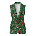 thumbnail image 2 of Uorisanigo Leaf Bow Christmas Women's Vest Button Down with Pockets Waistcoat Vest for Women Size 5XL Sleeveless Loose Waistcoat Vests Elegant, 2 of 7