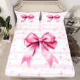thumbnail image 2 of Feelyou Cute Princess Bow Bed Sheets for Child, Fashion Stripes Pink King Sheets, Kawaii Princess Ribbon Sheet Set, Ultra Soft Bedroom Decor, 4-Piece, 2 of 7