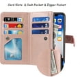 thumbnail image 5 of for iPhone Xs/iPhone X Wallet Case,[6 Card Slots] [Zipper Cash Pocket] [Wrist Strap] Detachable 2 in 1 Magnetic Leather Slim Cover Case for iPhone Xs for Girl Women,5.8" Bling Rosepink, 5 of 17
