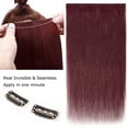 thumbnail image 5 of Benehair Russian Remy Clip In 100% Remy Real Hair Extensions One Piece Hair Extensions Weft 3/4 Full Head Straight Hair Wine Red #99J Burgundy Red 16inch, 5 of 12