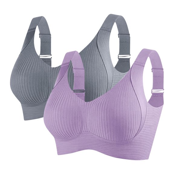 Cavosen Sports Bras for Women Plus Size Wireless Supportive Bras Push Up Solid Stretch Bralettes Wide Straps Breathable Sleep Underwear