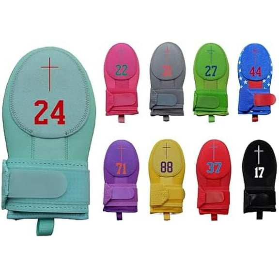 Faith Christian Sliding Mitt with  Number or Initials Baseball Softball Baserunner Protection Glove, 10 Color Choices and 2 Sizes