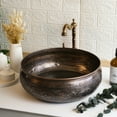thumbnail image 3 of Engraved Solid Copper Vessel Sink | Handmade Farmhouse Dark Copper Washbasin Vanity Vessel Sink | *Drain Cap Included*, 3 of 12