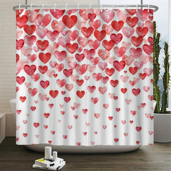 tic love Heart Rose Print Shower Curtains Waterproof Polyester Fabric Valtine's