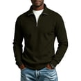 thumbnail image 3 of GrmtClth Mens Quarter Zip Pullover Polo Sweater Mock Neck Long Sleeve Lightweight Brushed Fleece Sweatshirts Army Green 2XL, 3 of 7