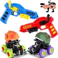 thumbnail image 2 of FiGoal 2 Pack Dinosaur Cars with Toy Gun Ejecting Friction Powered Dino Car Transforming Dinosaur Toys Car Gifts for Boys Girls Toddlers Kids, 2 of 7