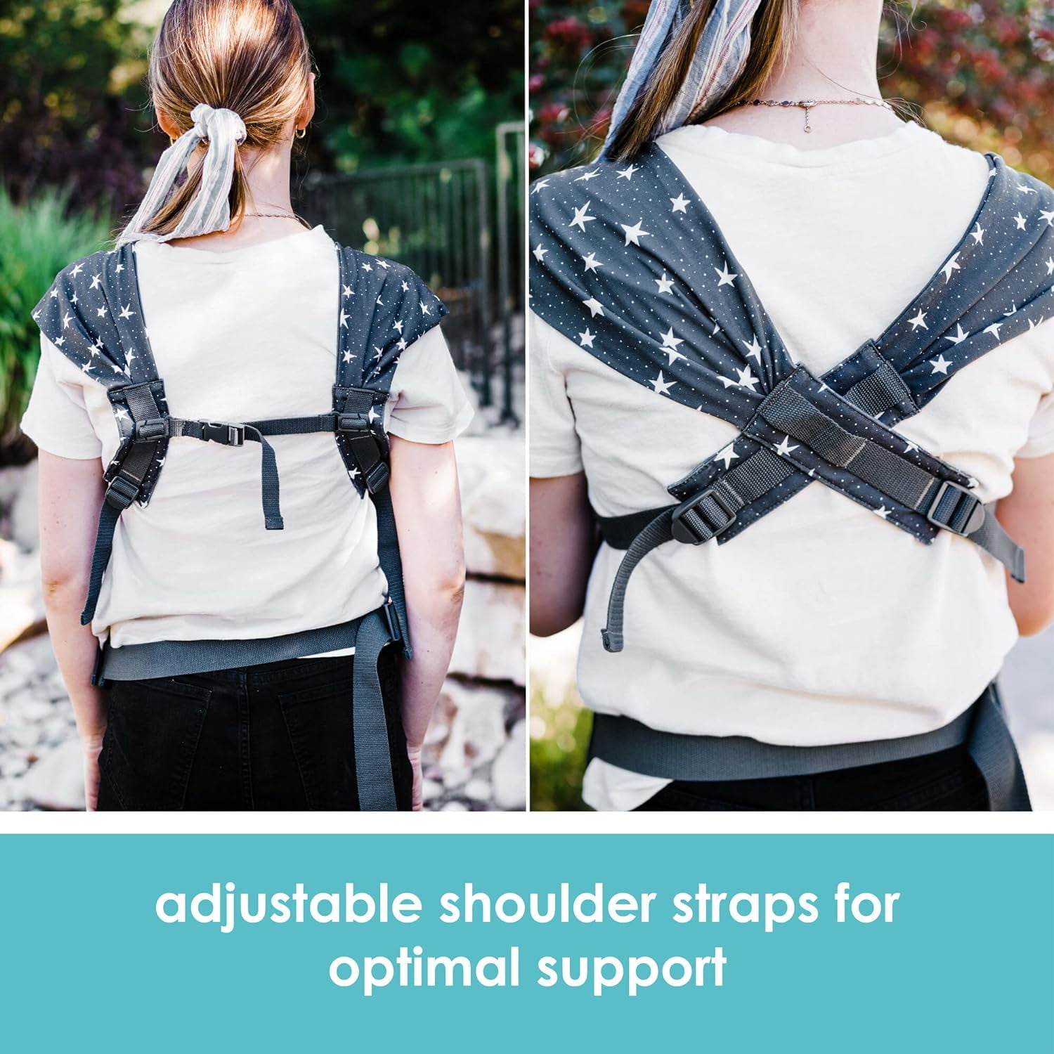 JJ Cole Luma Packable Carrier 4 -Position Baby Carrier - Compact Travel Bag Luma Starlight 4-Position