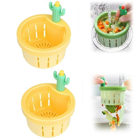 Cactus Kitchen Sink Drain Strainer, 2025 New Kitchen Waste Collector Filter, Press Automatic Dumping Basket, Multi-Functional Home Use Cactus Sink Draining Basket Filter Net Lifting Basket