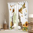 thumbnail image 3 of Castle Fairy Vintage Eiffel Tower Blackout Curtains Set of 2 (52x84 Each) for Female Men,Flying Butterflies Floral Sunflowers Window Curtains,Leopard Print Bow Curtains and Drapes Room Decor, 3 of 6