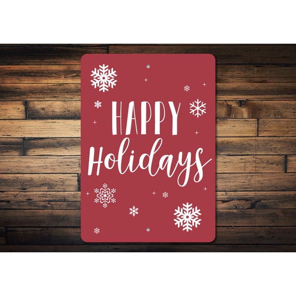 Happy Holidays Novelty Sign, Metal Wall Decor - 10x14 inches