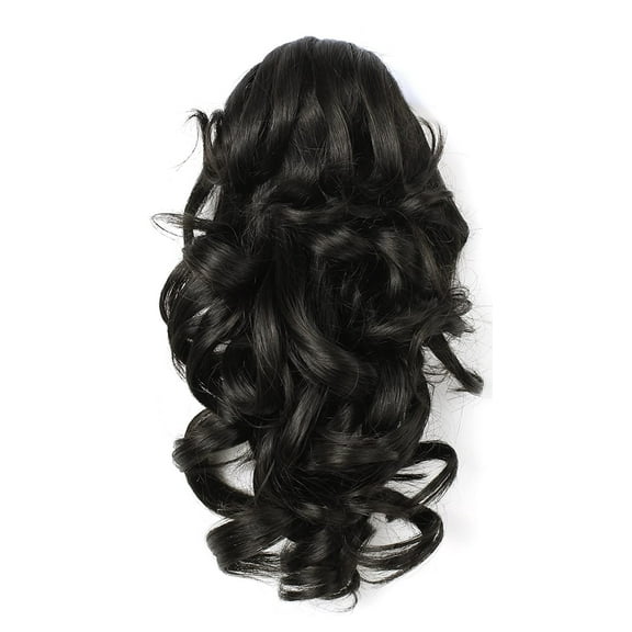 Onedor 12" Synthetic Fiber Textured Curly Ponytail Clip In/On Hair Extension Hairpiece (2# - Darkest Brown)